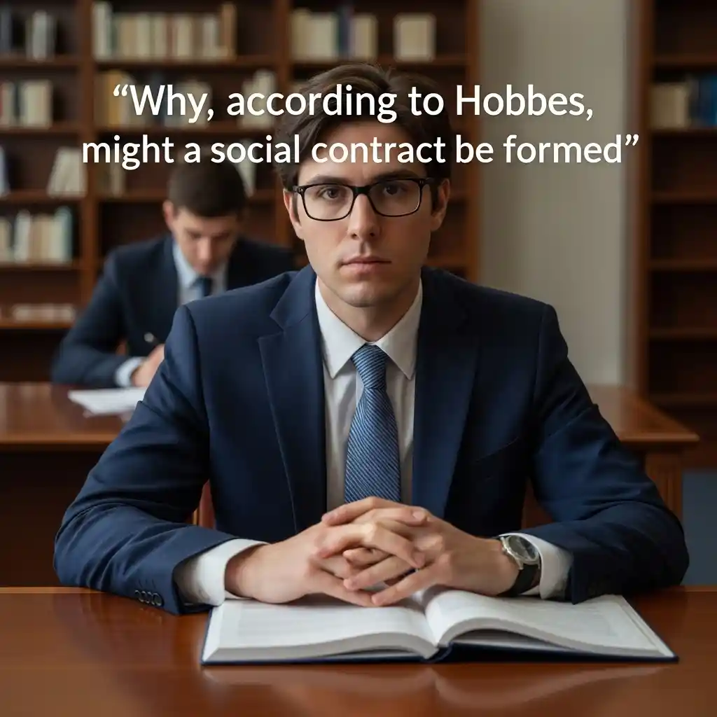 홉스에 따르면 사회계약은 어떤 이유로 체결될 수 있는가?에 대한 상징적인 이미지