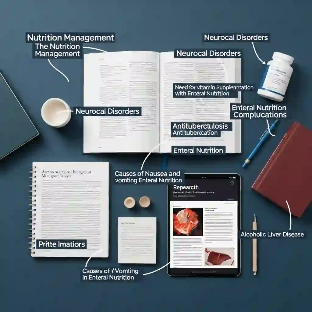 1. 교재에서 영양관리 과정 4단계를 순서대로 나열한 1개 문장을 그대로 옮겨 쓰시오. 각 단계에 대한 설명을 교재와 강의를 참고하여 자신의 말로 쓰시오. (각 단계에 대한 설명은 총 400자 이 내로 작성)
2. 교재에 장관영양 적용의 예로 제시되어 있는 신경계 질환을 찾아 순서대로 모두 쓰시오. 그중 첫 번째 질환에 해당하는 내용을 교재를 참고하여 400자 이내로 설명하고, 교재 외 자료 를 참고하여 200자 이내로 추가 설명을 하시오.
3. 교재에서 항결핵약 복용 시 비타민 보충의 필요성을 설명한 2개의 문장을 그대로 옮겨 쓰시오.
또한 본인 또는 가족이나 지인(성별과 연령 제시)이 복용하는 보충제 한 가지에 대해 제품명, 제품 사진(앞면과 성분표시면), 실제 복용량(예: 매일 1정/일) 및 복용 기간을 제시하고 해당 보 충제를 복용하는 이유와 기대효과 복용하면서 느낀점을 400자 이상 쓰시오.
4. 교재에는 장관영양의 합병증으로서 메스꺼움과 구토를 유발할 수 있는 원인이 제시되어 있다. 그중 하부소화기계 질환에 해당하는 것을 골라 쓰시오. 또한 교재에서 해당 질환명을 포함하는 문장을 5개 찾아 그대로 옮겨 쓰시오.
5. 교재에서 알코올 간질환 발병의 진행 단계를 순서대로 나열한 1개 문장을 그대로 옮겨 쓰시오. (1) 각 단계에 대한 설명을 교재를 참고하여 자신의 말로 쓰되 총 400자 이내로 작성하시오.
(2) 교재 외 자료를 참고하여 생활습관, 치료방법, 진단, 예후 중 하나를 선택하여 각 단계별로 두 문장씩 추가 설명을 하시오.에 대한 상징적인 이미지