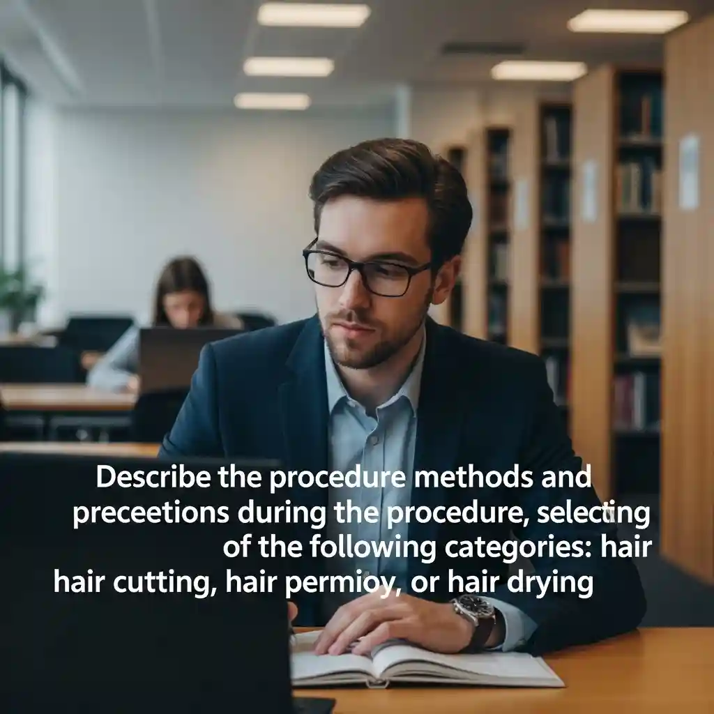 헤어커트, 헤어펌, 드라이 중 한가지 종목을 선택해서 시술방법, 시술시 주의점 등을 기술하시오에 대한 상징적인 이미지