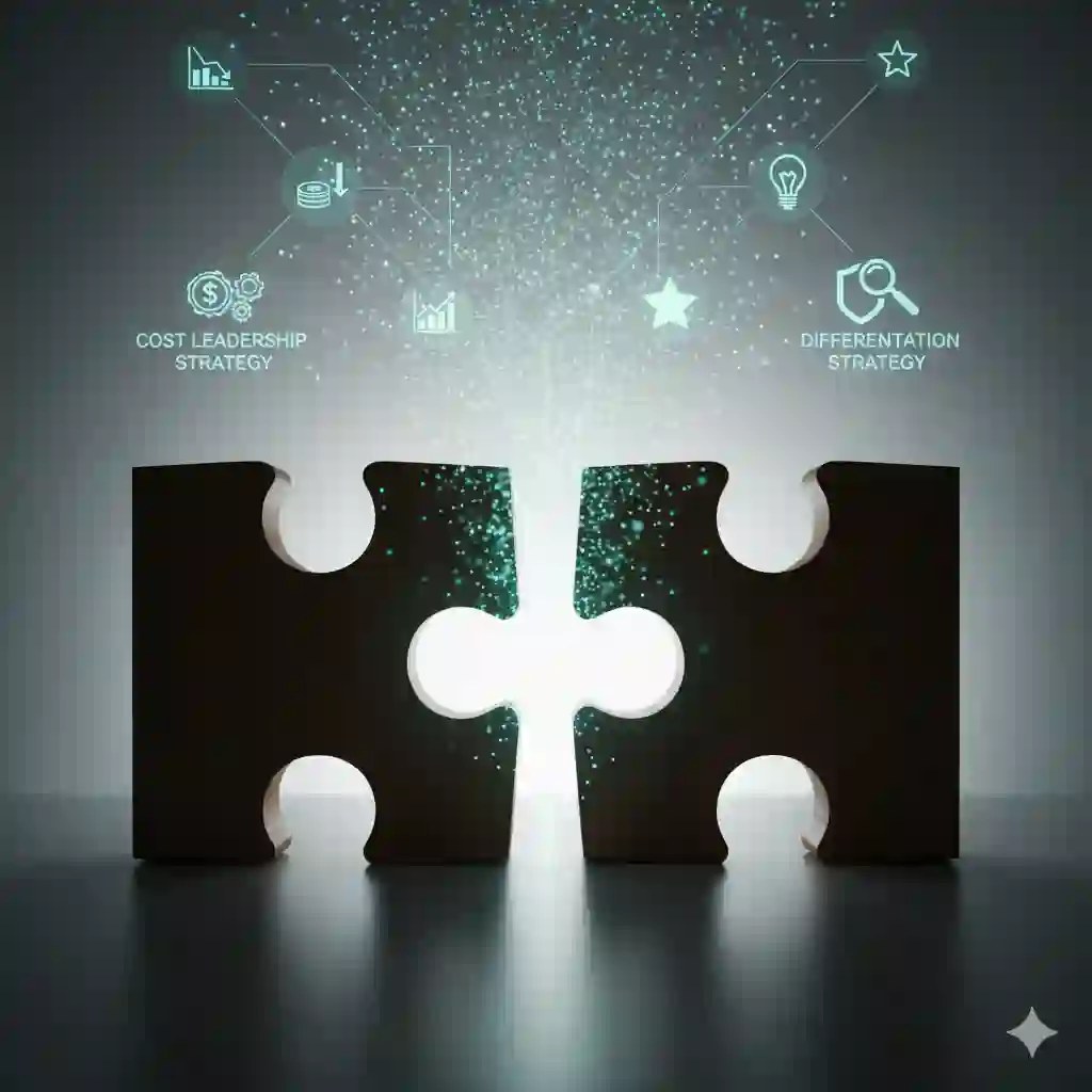 기업에서 경쟁우위확보전략으로써 원가우위전략, 차별화전략, 집중화전략 등을 사용하고 있는 사례를 조사하여 정리하시오에 대한 상징적인 이미지